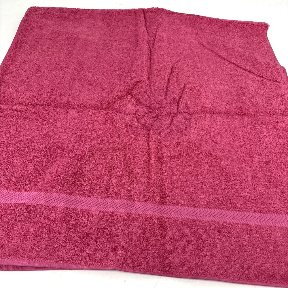 Vintage Sears Drylon Bath Towels & 4 Washcloth Set Raspberry Pink MCM Vibrant